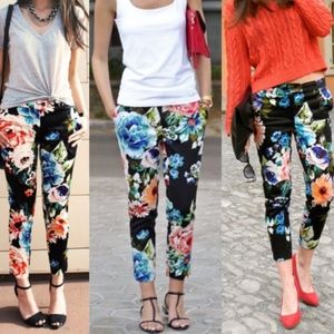 H&M Floral Cropped Pants 10*Fits Size 8 Best
